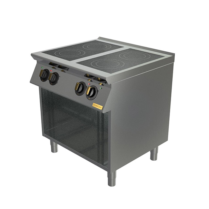 Плита электрическая Montona, стеклокерамическая, 4 конфорки, открытая подставка