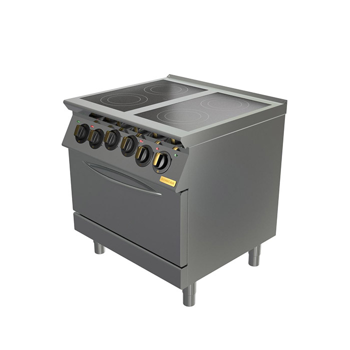 Плита электрическая Montona, стеклокерамическая, 4 конфорки, духовой шкаф