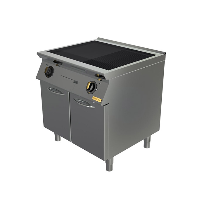 Поверхность жарочная Montona Optima, 2 зоны (1/2 гладкая, 1/2 рифленая), закрытая подставка