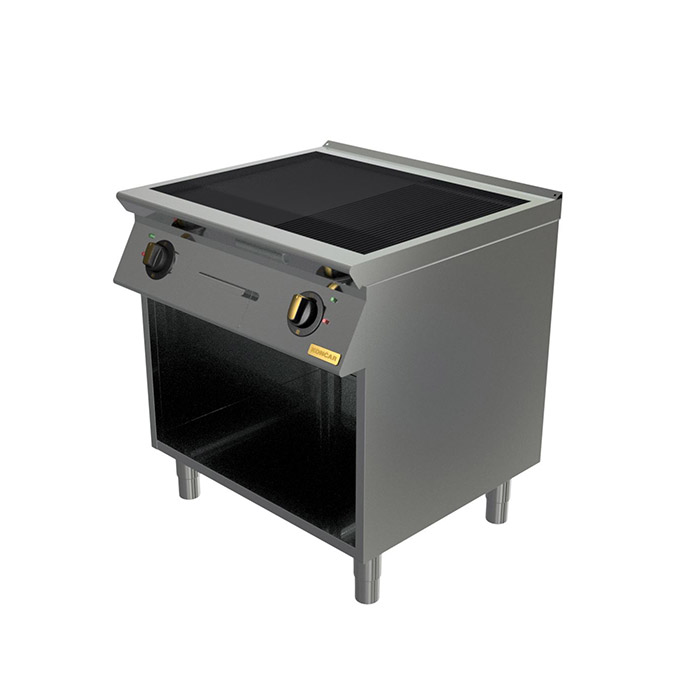 Поверхность жарочная Montona Optima, 2 зоны (1/2 гладкая, 1/2 рифленая), открытая подставка